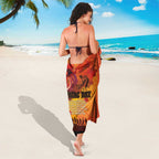 Australia and New Zealand ANZAC Day Sarong Soldiers Memories - Red Poppies with Aboriginal and Maori Art