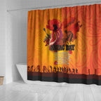 Australia and New Zealand ANZAC Day Shower Curtain Soldiers Memories - Red Poppies with Aboriginal and Maori Art