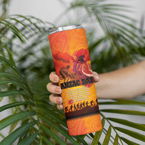 Australia and New Zealand ANZAC Day Skinny Tumbler Soldiers Memories - Red Poppies with Aboriginal and Maori Art