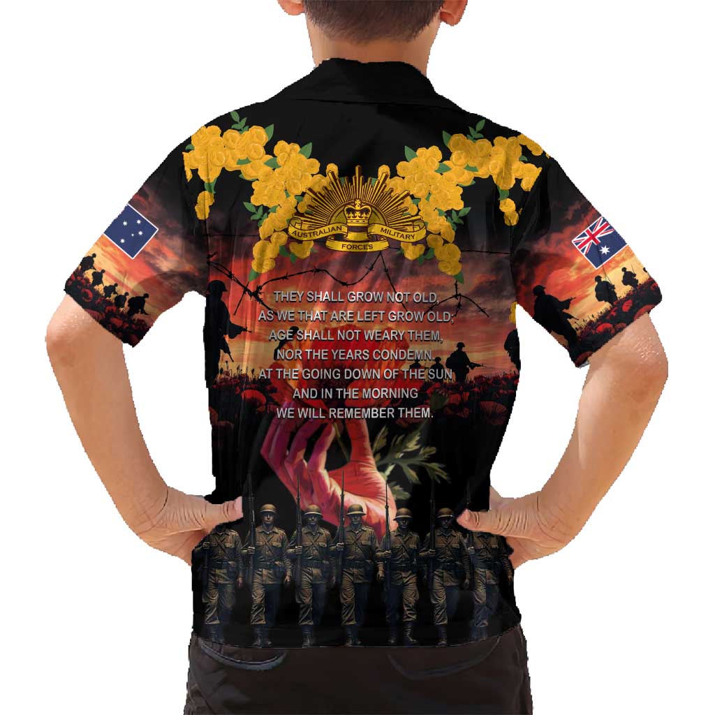 Australia ANZAC Day Family Matching Long Sleeve Bodycon Dress and Hawaiian Shirt Forever in My Thoughts