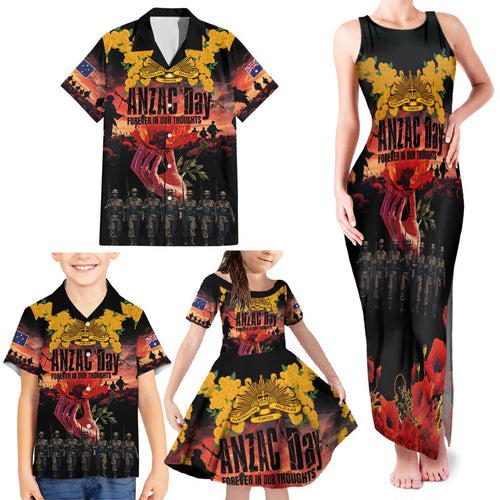 Australia ANZAC Day Family Matching Tank Maxi Dress and Hawaiian Shirt Forever in My Thoughts