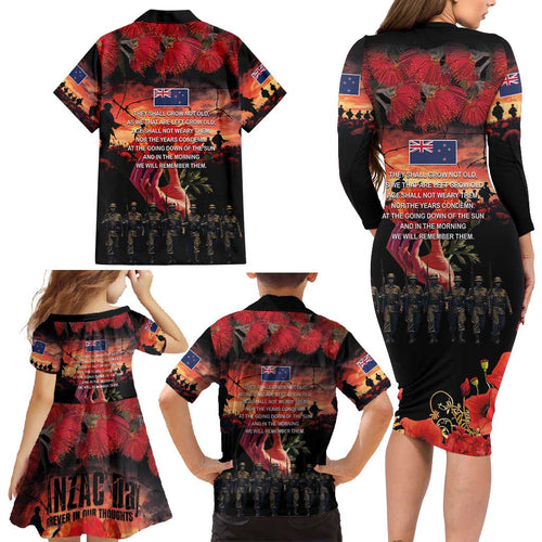 New Zealand ANZAC Day Family Matching Long Sleeve Bodycon Dress and Hawaiian Shirt Forever in My Thoughts