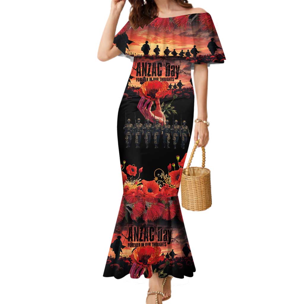 New Zealand ANZAC Day Family Matching Mermaid Dress and Hawaiian Shirt Forever in My Thoughts
