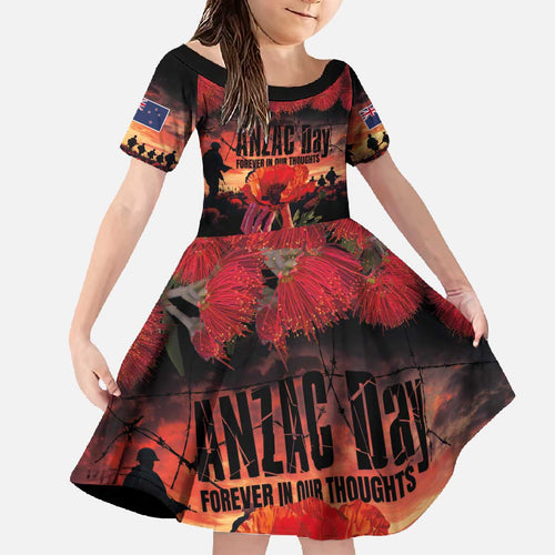 New Zealand ANZAC Day Family Matching Off The Shoulder Long Sleeve Dress and Hawaiian Shirt Forever in My Thoughts