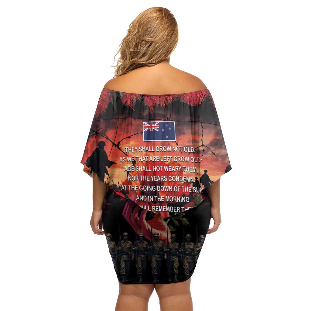 New Zealand ANZAC Day Family Matching Off Shoulder Short Dress and Hawaiian Shirt Forever in My Thoughts