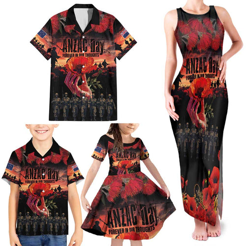 New Zealand ANZAC Day Family Matching Tank Maxi Dress and Hawaiian Shirt Forever in My Thoughts