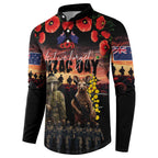 Australia and New Zealand ANZAC Day Button Sweatshirt Kangaroo and Kiwi Bird Soldier - Forever in My Thoughts