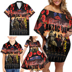 Australia and New Zealand ANZAC Day Family Matching Off Shoulder Short Dress and Hawaiian Shirt Kangaroo and Kiwi Bird Soldier - Forever in My Thoughts