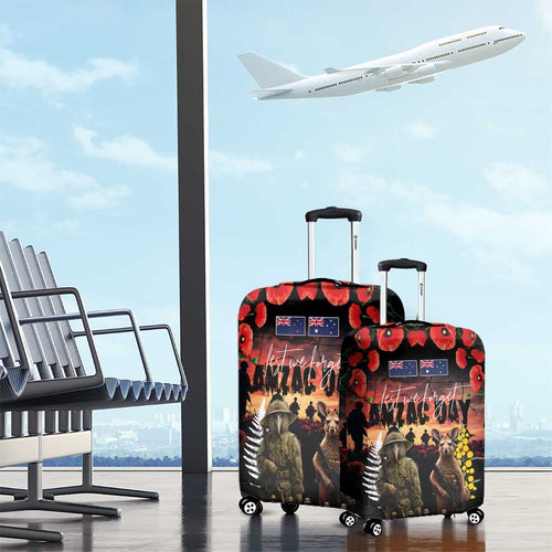 Australia and New Zealand ANZAC Day Luggage Cover Kangaroo and Kiwi Bird Soldier - Forever in My Thoughts