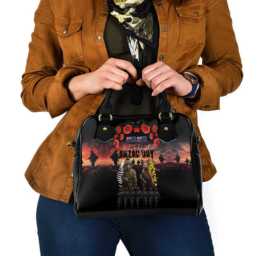 Australia and New Zealand ANZAC Day Shoulder Handbag Kangaroo and Kiwi Bird Soldier - Forever in My Thoughts