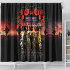 Australia and New Zealand ANZAC Day Shower Curtain Kangaroo and Kiwi Bird Soldier - Forever in My Thoughts