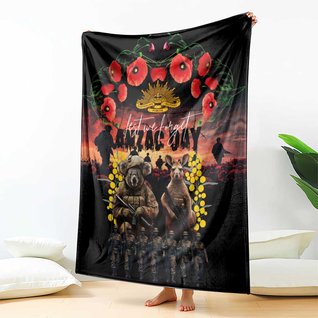Australia ANZAC Day Blanket Kangaroo and Koala Soldier - Forever in My Thoughts