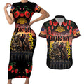 Australia ANZAC Day Couples Matching Short Sleeve Bodycon Dress and Hawaiian Shirt Kangaroo and Koala Soldier - Forever in My Thoughts