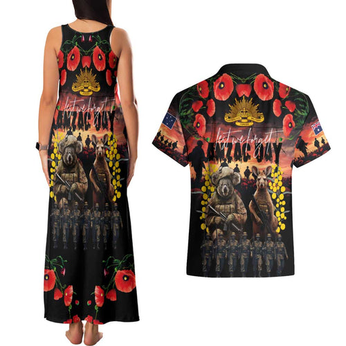 Australia ANZAC Day Couples Matching Tank Maxi Dress and Hawaiian Shirt Kangaroo and Koala Soldier - Forever in My Thoughts