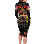 Australia ANZAC Day Family Matching Long Sleeve Bodycon Dress and Hawaiian Shirt Kangaroo and Koala Soldier - Forever in My Thoughts