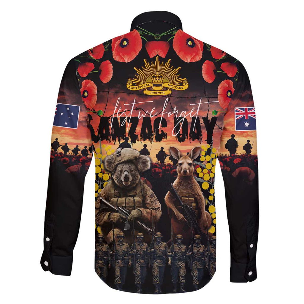 Australia ANZAC Day Family Matching Off The Shoulder Long Sleeve Dress and Hawaiian Shirt Kangaroo and Koala Soldier - Forever in My Thoughts