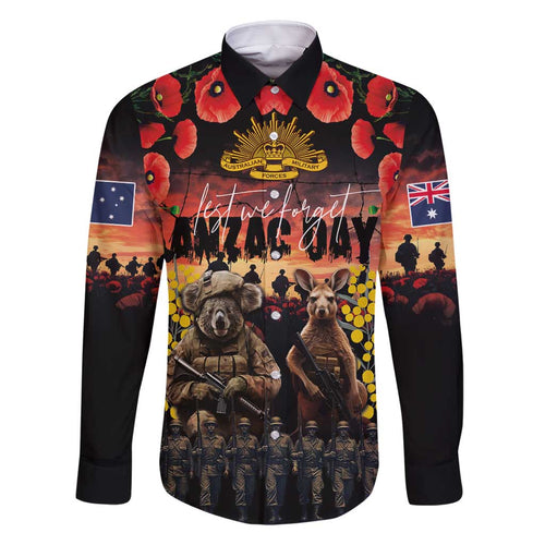 Australia ANZAC Day Family Matching Off Shoulder Short Dress and Hawaiian Shirt Kangaroo and Koala Soldier - Forever in My Thoughts
