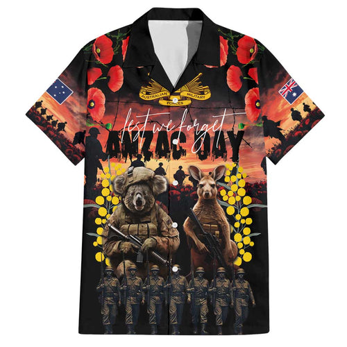 Australia ANZAC Day Family Matching Short Sleeve Bodycon Dress and Hawaiian Shirt Kangaroo and Koala Soldier - Forever in My Thoughts