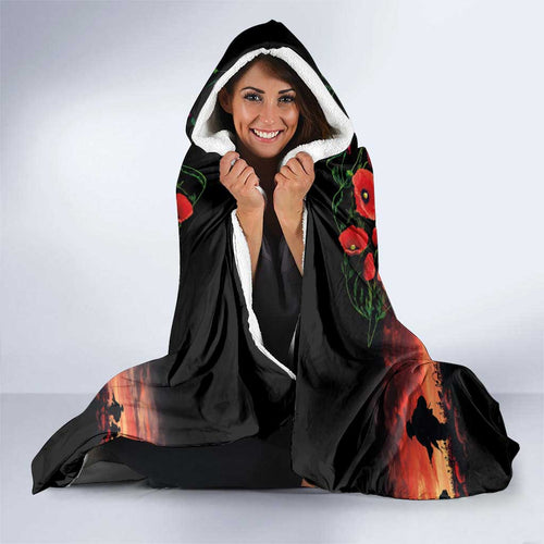 Australia ANZAC Day Hooded Blanket Kangaroo and Koala Soldier - Forever in My Thoughts