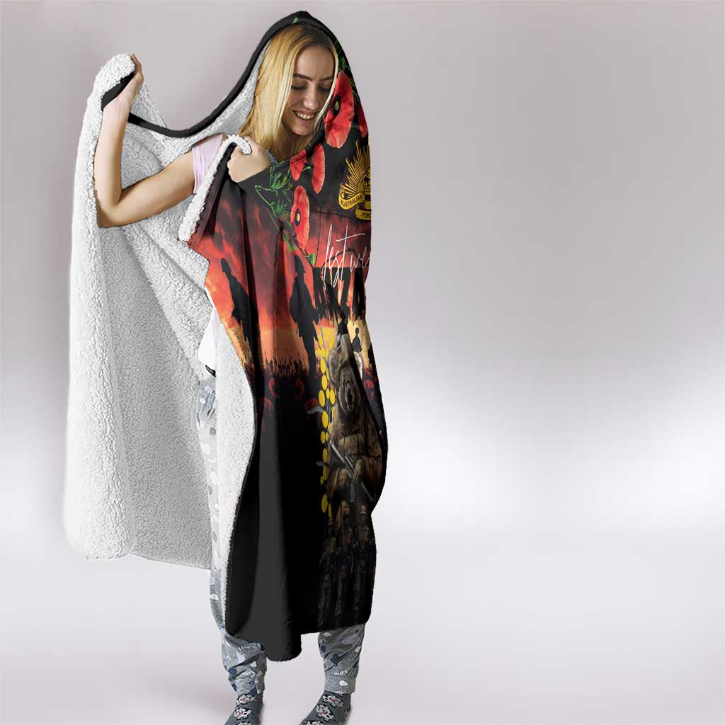 Australia ANZAC Day Hooded Blanket Kangaroo and Koala Soldier - Forever in My Thoughts