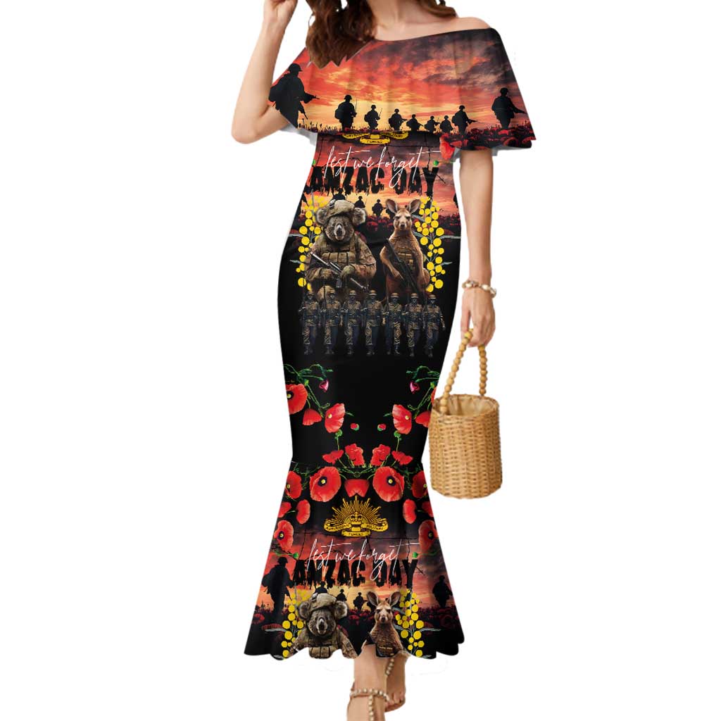 Australia ANZAC Day Mermaid Dress Kangaroo and Koala Soldier - Forever in My Thoughts