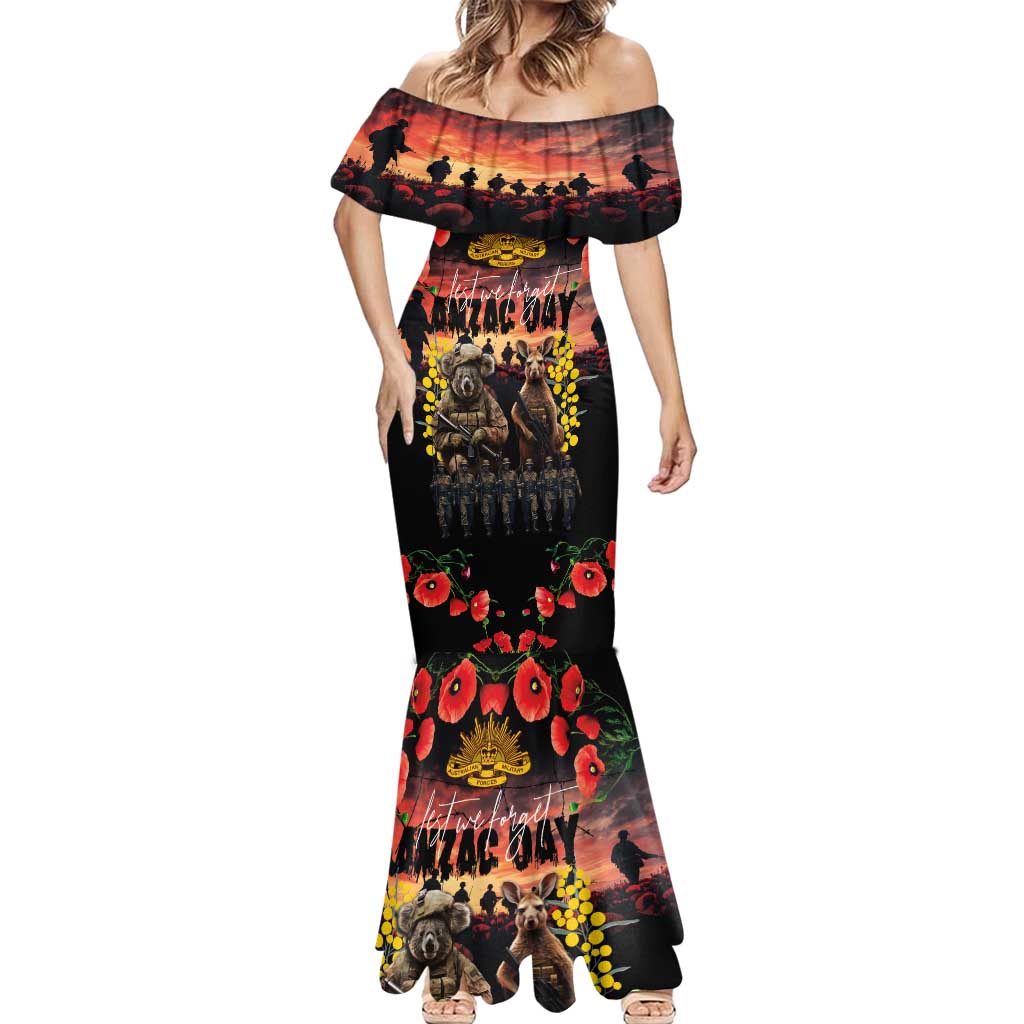 Australia ANZAC Day Mermaid Dress Kangaroo and Koala Soldier - Forever in My Thoughts