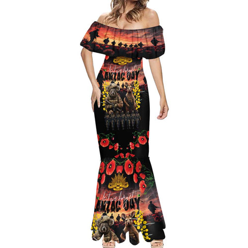 Australia ANZAC Day Mermaid Dress Kangaroo and Koala Soldier - Forever in My Thoughts