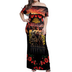 Australia ANZAC Day Off Shoulder Maxi Dress Kangaroo and Koala Soldier - Forever in My Thoughts