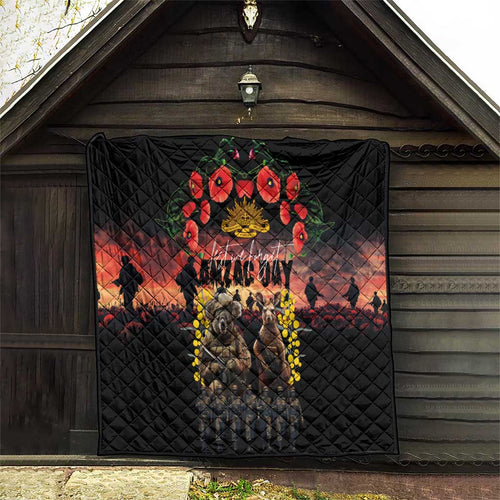 Australia ANZAC Day Quilt Kangaroo and Koala Soldier - Forever in My Thoughts