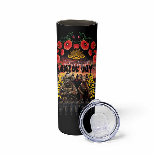 Australia ANZAC Day Skinny Tumbler Kangaroo and Koala Soldier Forever in My Thoughts