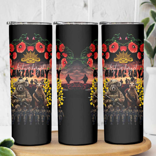 Australia ANZAC Day Skinny Tumbler Kangaroo and Koala Soldier Forever in My Thoughts