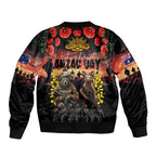 Australia ANZAC Day Sleeve Zip Bomber Jacket Kangaroo and Koala Soldier - Forever in My Thoughts