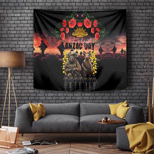 Australia ANZAC Day Tapestry Kangaroo and Koala Soldier - Forever in My Thoughts