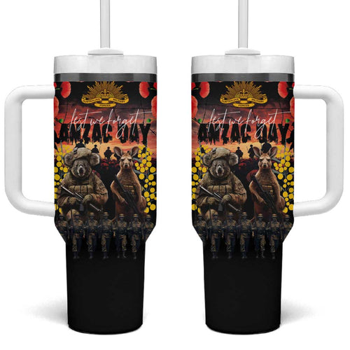 Australia ANZAC Day Tumbler With Handle Kangaroo and Koala Soldier Forever in My Thoughts