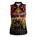 Australia ANZAC Day Women Sleeveless Polo Shirt Kangaroo and Koala Soldier - Forever in My Thoughts