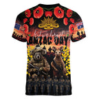 Australia ANZAC Day Women V-Neck T-Shirt Kangaroo and Koala Soldier - Forever in My Thoughts