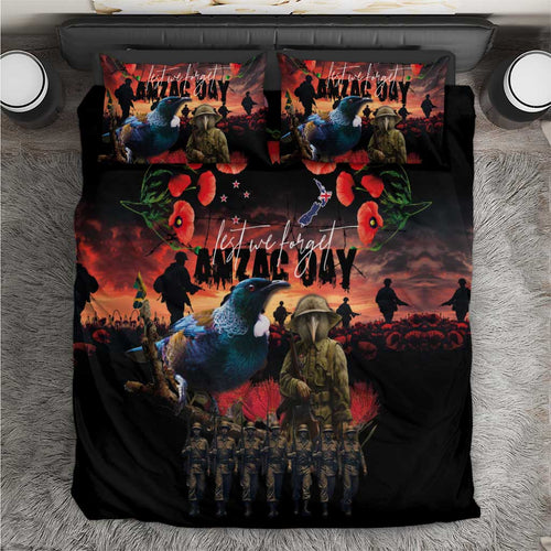 New Zealand ANZAC Day Bedding Set Tui Bird and Kiwi Bird Soldier - Forever in My Thoughts