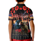 New Zealand ANZAC Day Kid Polo Shirt Tui Bird and Kiwi Bird Soldier - Forever in My Thoughts