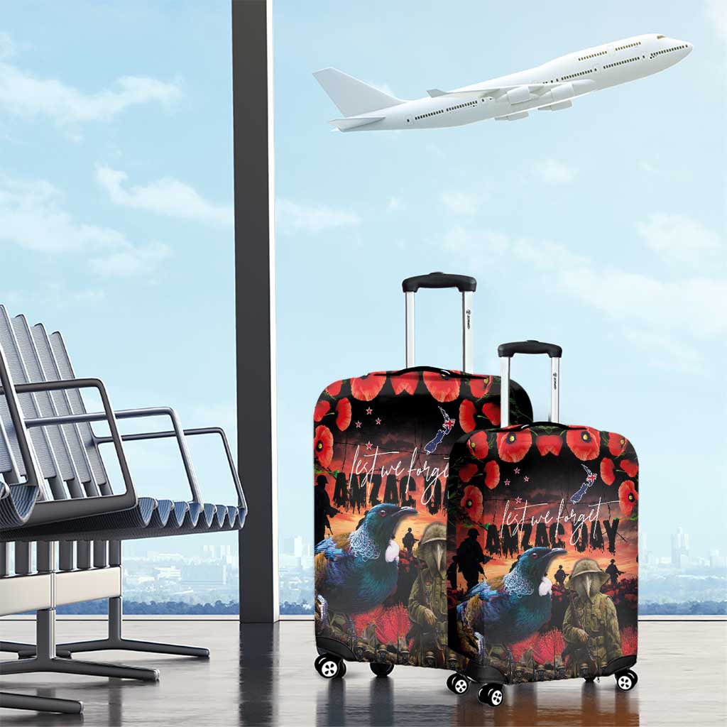 New Zealand ANZAC Day Luggage Cover Tui Bird and Kiwi Bird Soldier - Forever in My Thoughts