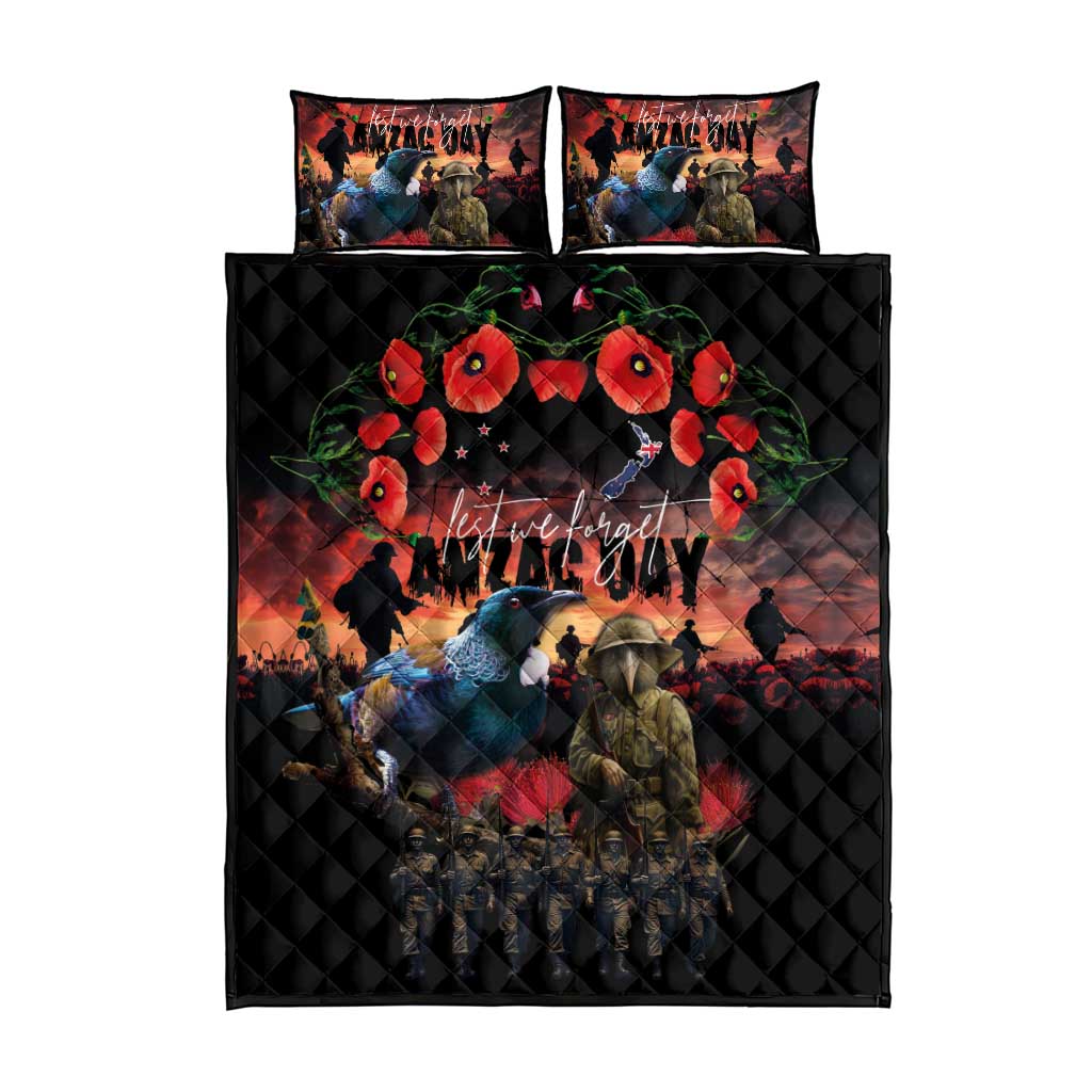 New Zealand ANZAC Day Quilt Bed Set Tui Bird and Kiwi Bird Soldier - Forever in My Thoughts