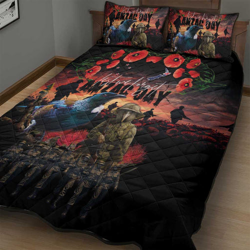 New Zealand ANZAC Day Quilt Bed Set Tui Bird and Kiwi Bird Soldier - Forever in My Thoughts