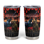 New Zealand ANZAC Day Tumbler Cup Tui Bird and Kiwi Bird Soldier Forever in My Thoughts