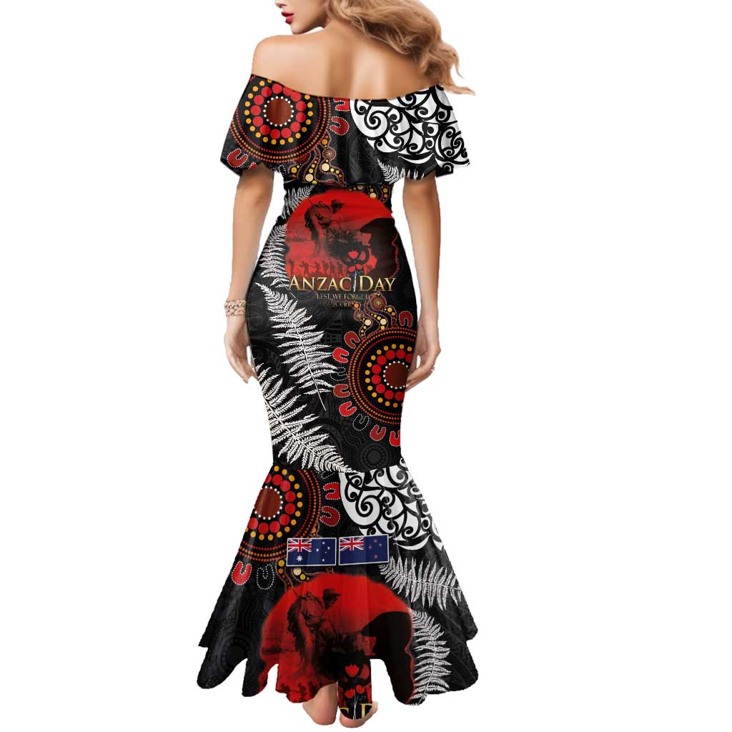 Australia and New Zealand ANZAC Day Family Matching Mermaid Dress and Hawaiian Shirt Aboriginal and Maori Art Pattern - Gallipoli Lest We Forget