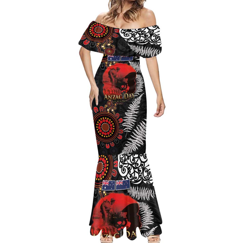 Australia and New Zealand ANZAC Day Mermaid Dress Aboriginal and Maori Art Pattern - Gallipoli Lest We Forget