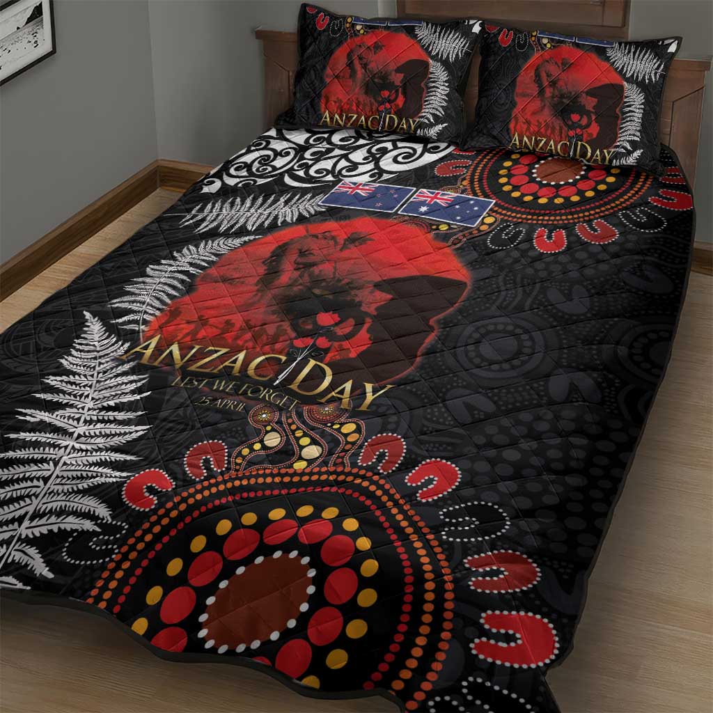 Australia and New Zealand ANZAC Day Quilt Bed Set Aboriginal and Maori Art Pattern - Gallipoli Lest We Forget