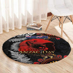 Australia and New Zealand ANZAC Day Round Carpet Aboriginal and Maori Art Pattern - Gallipoli Lest We Forget
