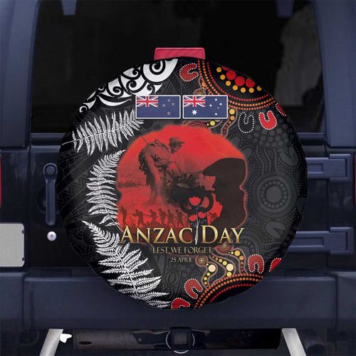 Australia and New Zealand ANZAC Day Spare Tire Cover Aboriginal and Maori Art Pattern - Gallipoli Lest We Forget