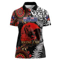 Australia and New Zealand ANZAC Day Women Polo Shirt Aboriginal and Maori Art Pattern - Gallipoli Lest We Forget