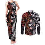 Australia and New Zealand Together Couples Matching Tank Maxi Dress and Long Sleeve Button Shirt Aboriginal and Maori Art Tattoo