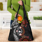 Australia and New Zealand Together Grocery Bag Aboriginal and Maori Art Tattoo